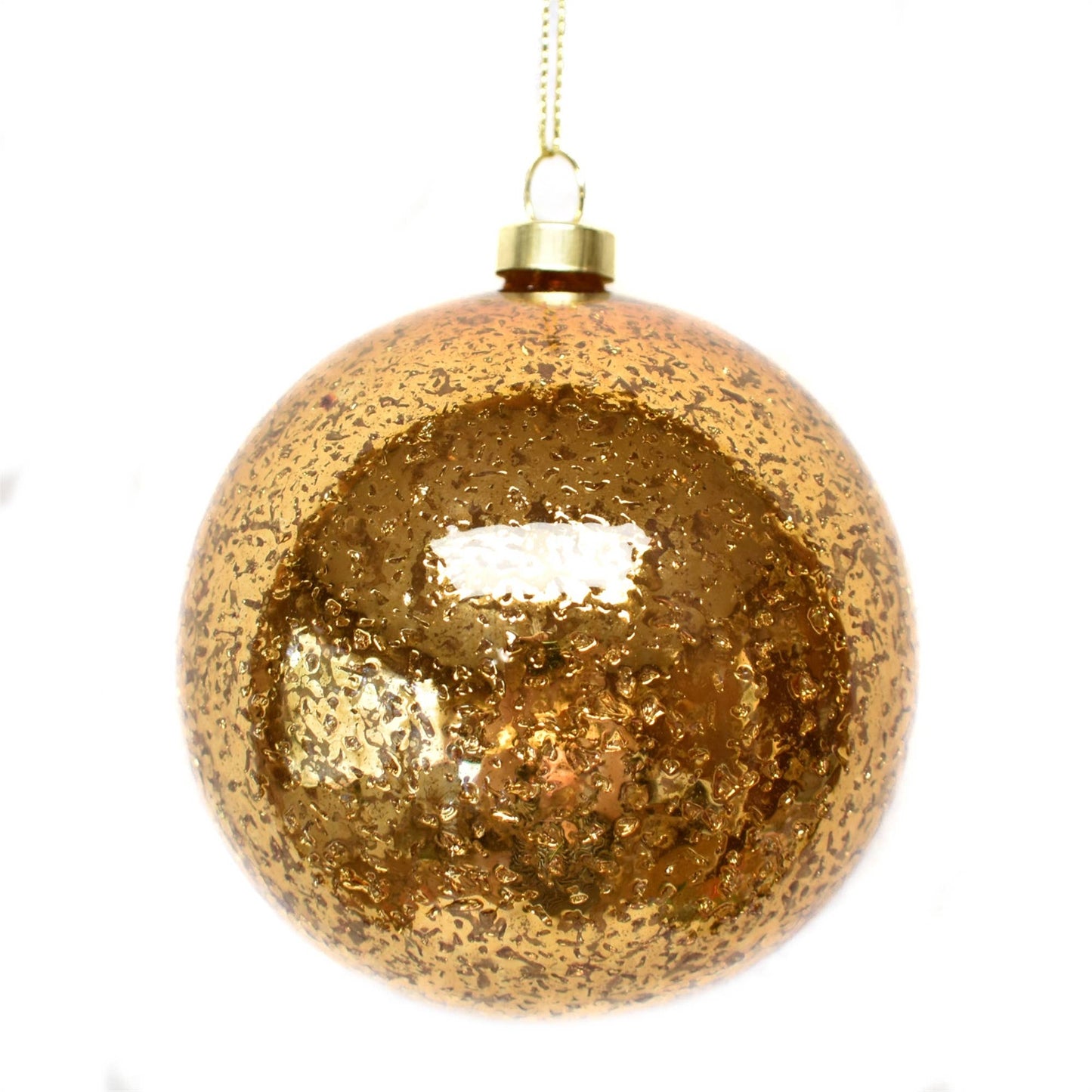 Textured Antique Ball Glass Ornament - Gold 4"