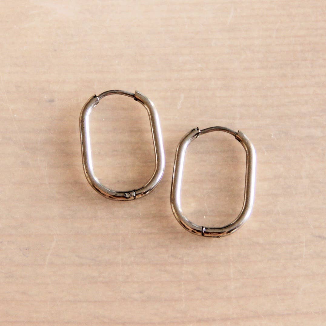 Bazou earrings oval 21mm "basic" - silver