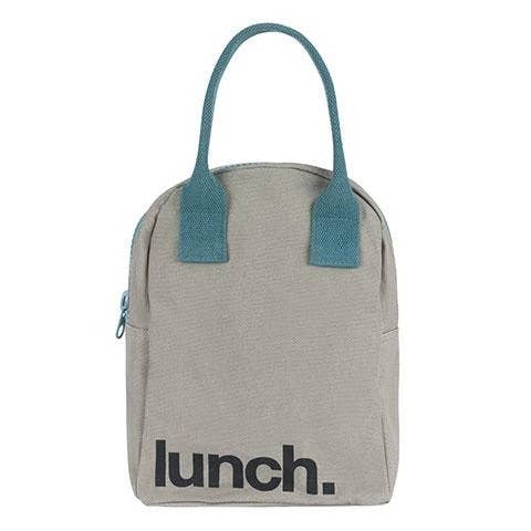 Zipper Lunch Bag - 'Lunch' Grey / Midnight