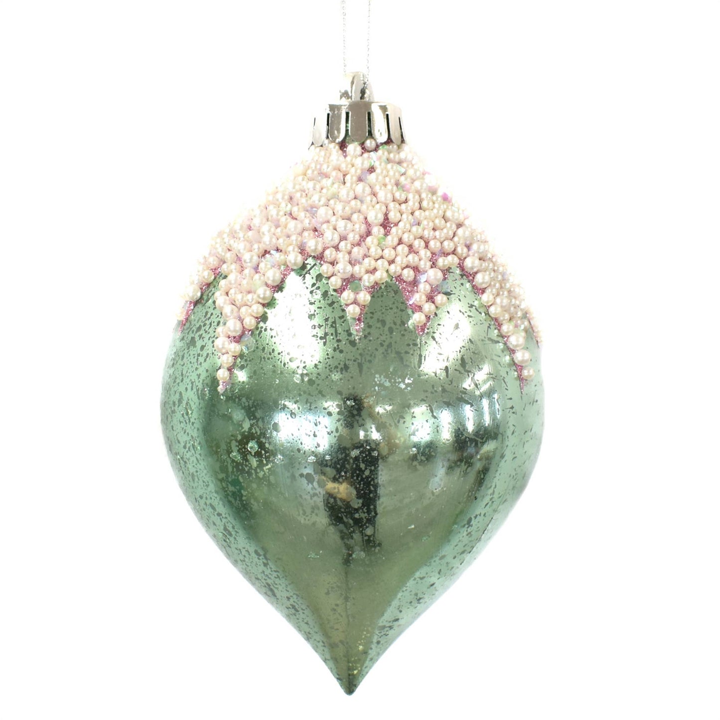 Pearl Icing Ornament Finial 6’’ - Aqua