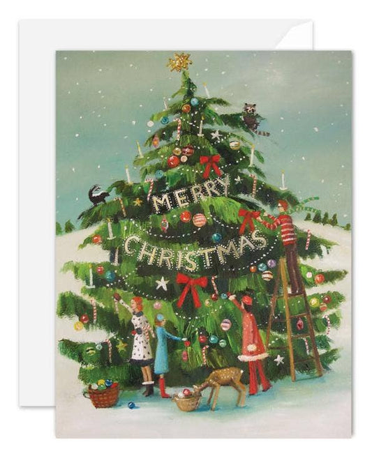 The Peppermint Family Trim The Tree. Blank Card