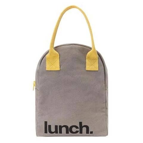 Zipper Lunch Bag - 'Lunch' Grey / Yellow